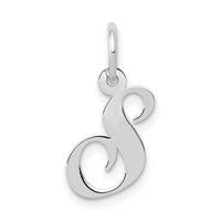 14k White Gold Small Fancy Script Letter S Initial Charm-YC651S
