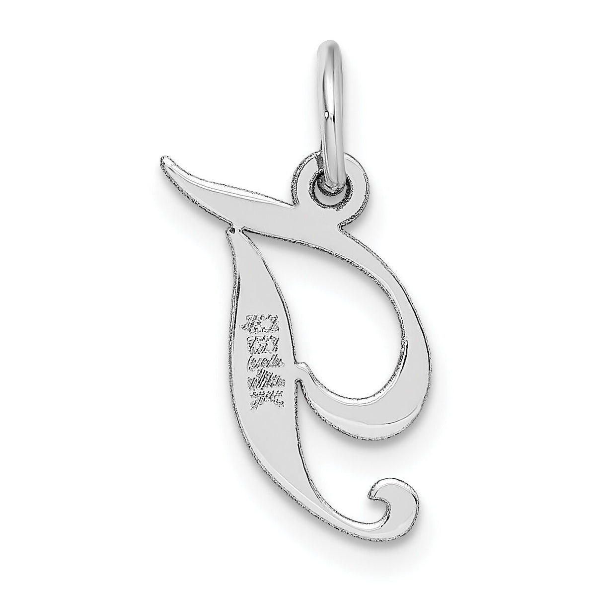 14k White Gold Small Fancy Script Letter T Initial Charm-YC651T