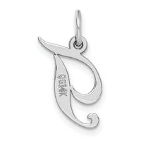 14k White Gold Small Fancy Script Letter T Initial Charm-YC651T