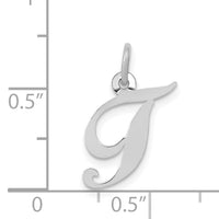 14k White Gold Small Fancy Script Letter T Initial Charm-YC651T