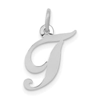 14k White Gold Small Fancy Script Letter T Initial Charm-YC651T