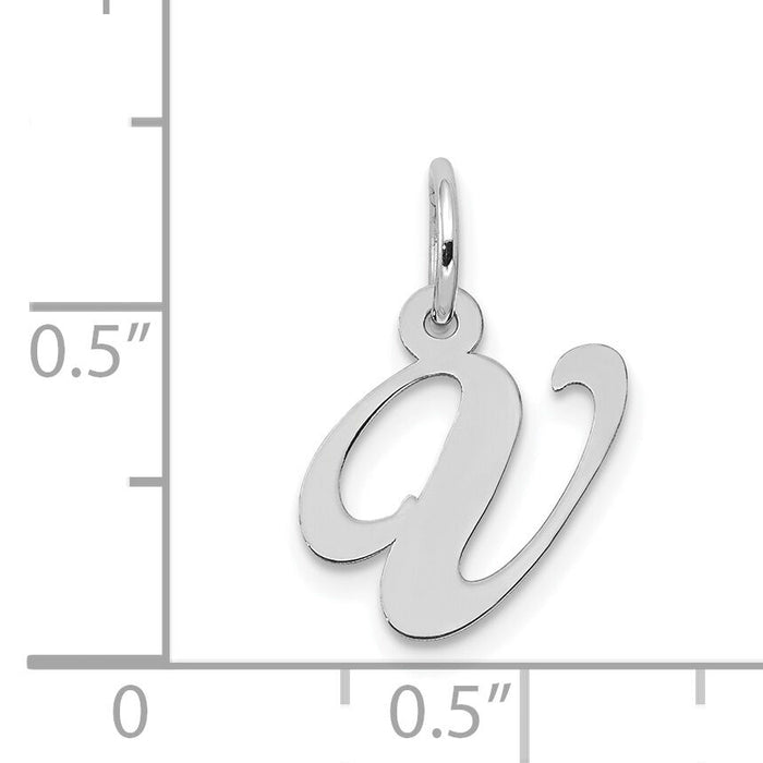 14k White Gold Small Fancy Script Letter V Initial Charm-YC651V
