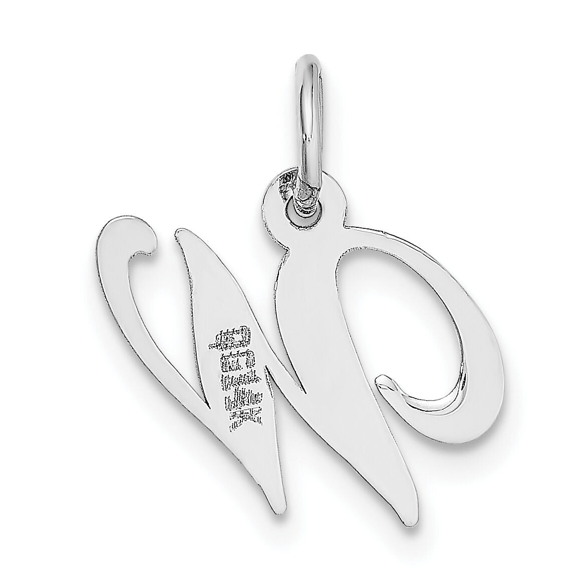 14k White Gold Small Fancy Script Letter W Initial Charm-YC651W