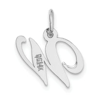 14k White Gold Small Fancy Script Letter W Initial Charm-YC651W