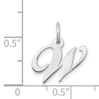 14k White Gold Small Fancy Script Letter W Initial Charm-YC651W