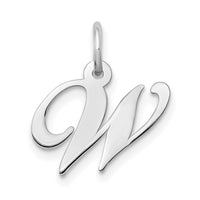 14k White Gold Small Fancy Script Letter W Initial Charm-YC651W