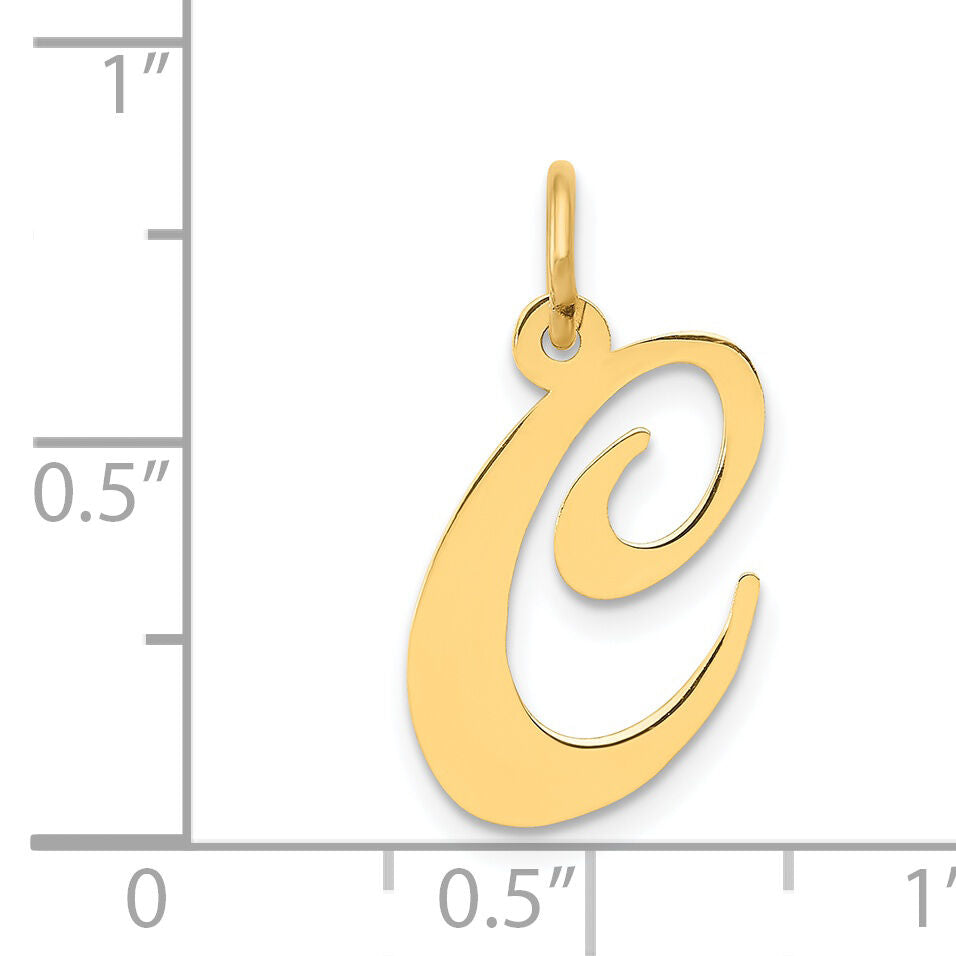 14K Medium Fancy Script Letter C Initial Charm-YC652C