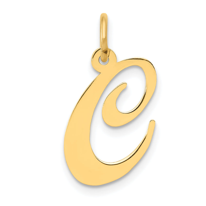 14K Medium Fancy Script Letter C Initial Charm-YC652C