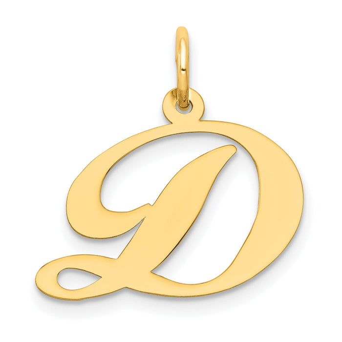14K Medium Fancy Script Letter D Initial Charm-YC652D