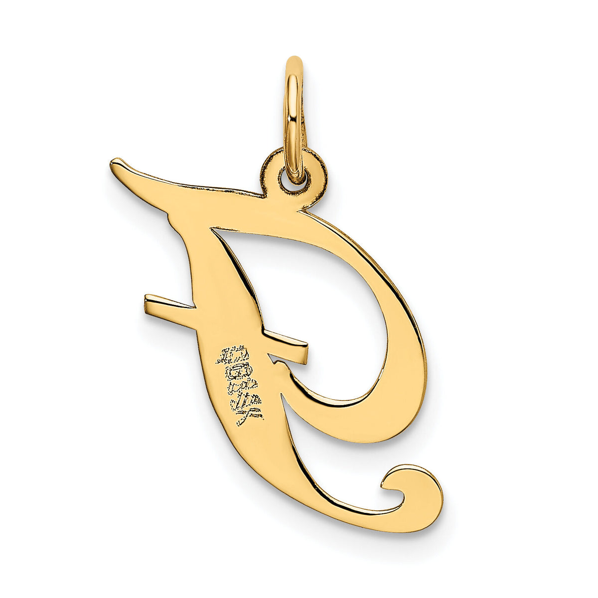 14K Medium Fancy Script Letter F Initial Charm-YC652F