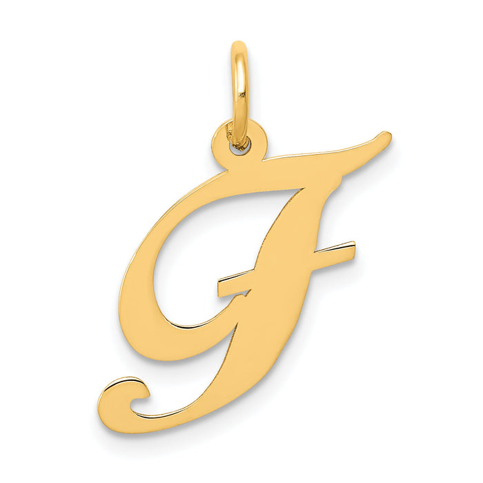 14K Medium Fancy Script Letter F Initial Charm-YC652F