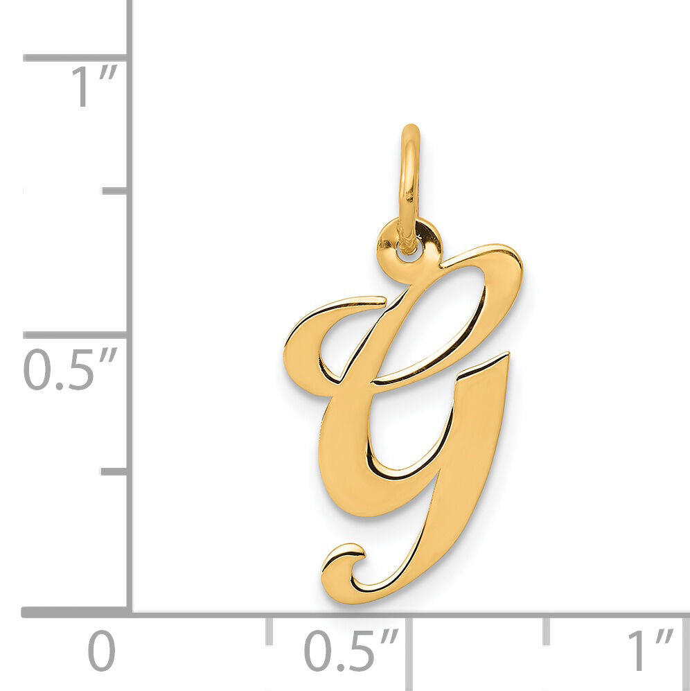 14K Medium Fancy Script Letter G Initial Charm-YC652G