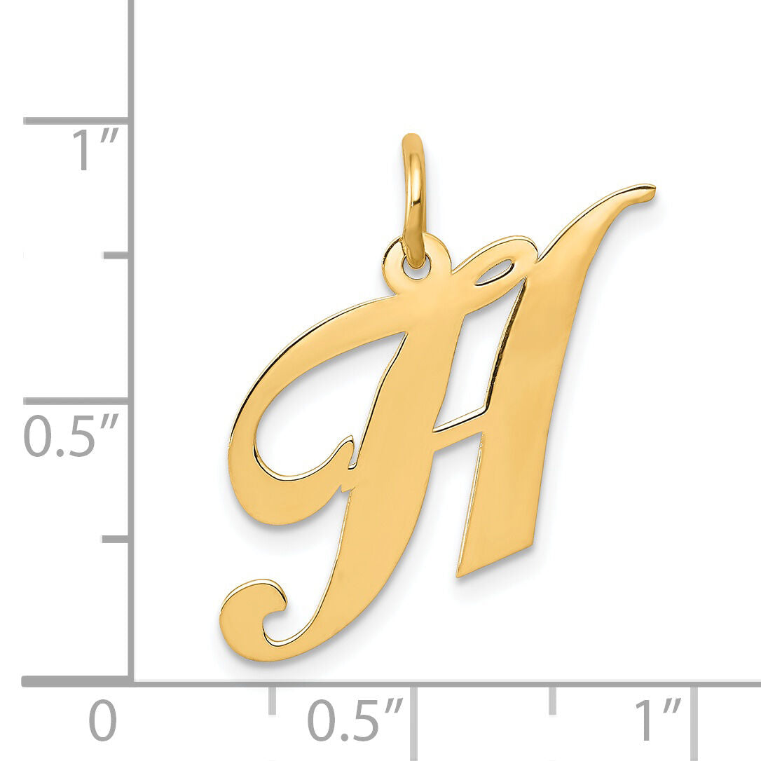 14K Medium Fancy Script Letter H Initial Charm-YC652H