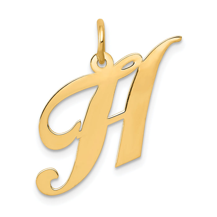 14K Medium Fancy Script Letter H Initial Charm-YC652H