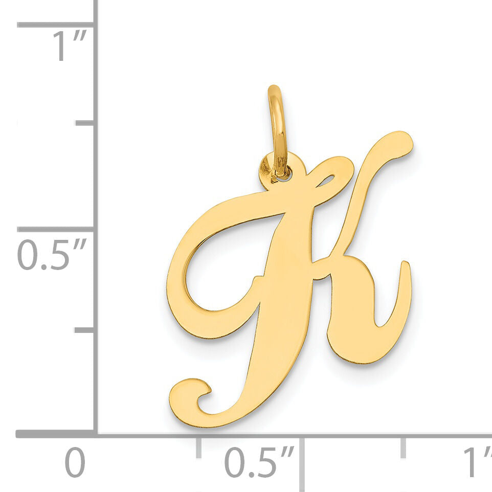 14K Medium Fancy Script Letter K Initial Charm-YC652K