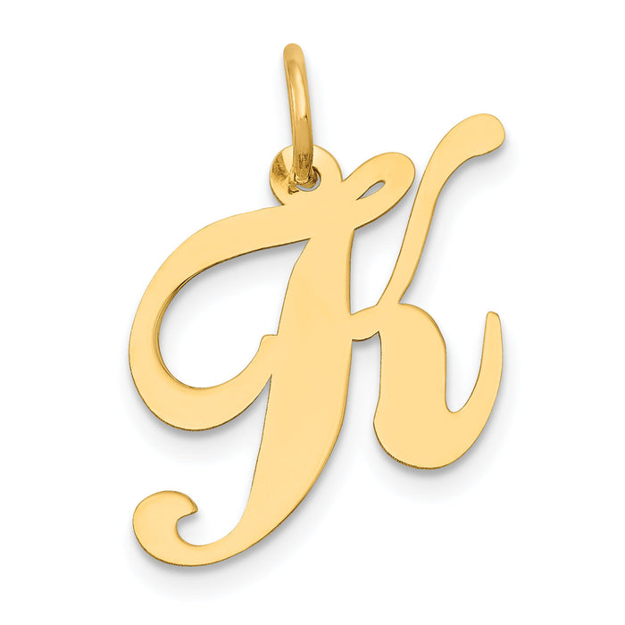 14K Medium Fancy Script Letter K Initial Charm-YC652K