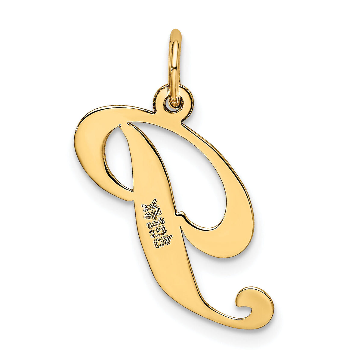 14K Medium Fancy Script Letter P Initial Charm-YC652P