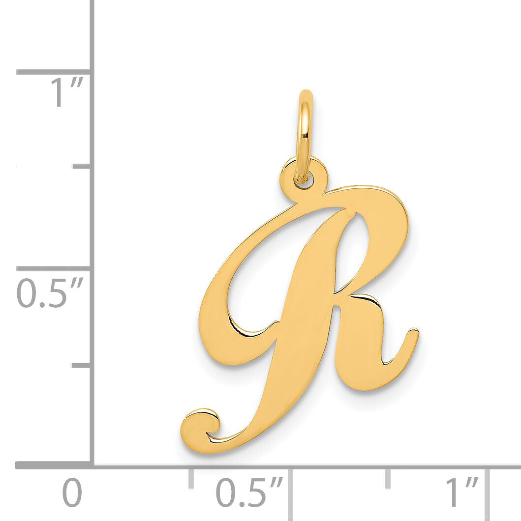 14K Medium Fancy Script Letter R Initial Charm-YC652R