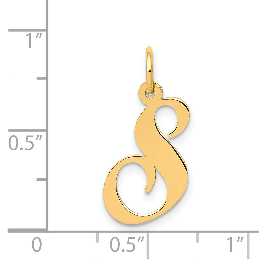 14K Medium Fancy Script Letter S Initial Charm-YC652S