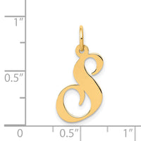 14K Medium Fancy Script Letter S Initial Charm-YC652S