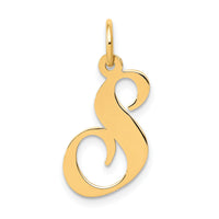 14K Medium Fancy Script Letter S Initial Charm-YC652S