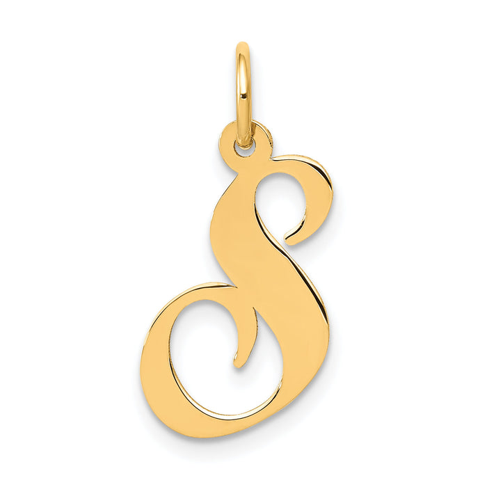 14K Medium Fancy Script Letter S Initial Charm-YC652S