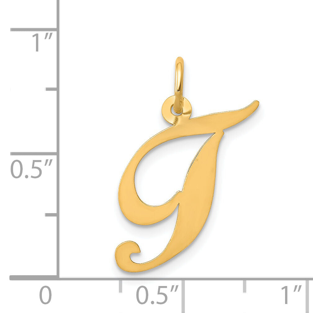 14K Medium Fancy Script Letter T Initial Charm-YC652T