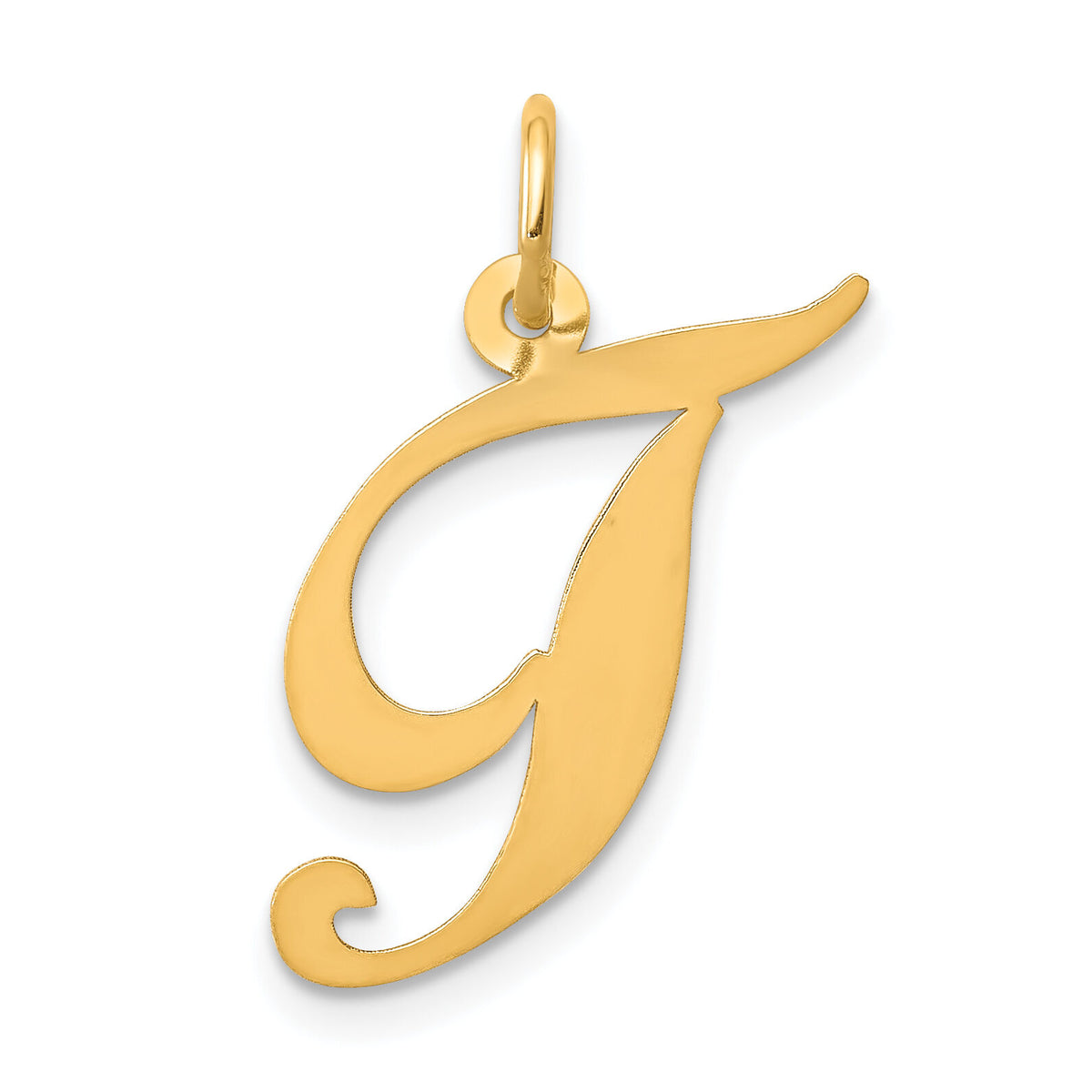 14K Medium Fancy Script Letter T Initial Charm-YC652T