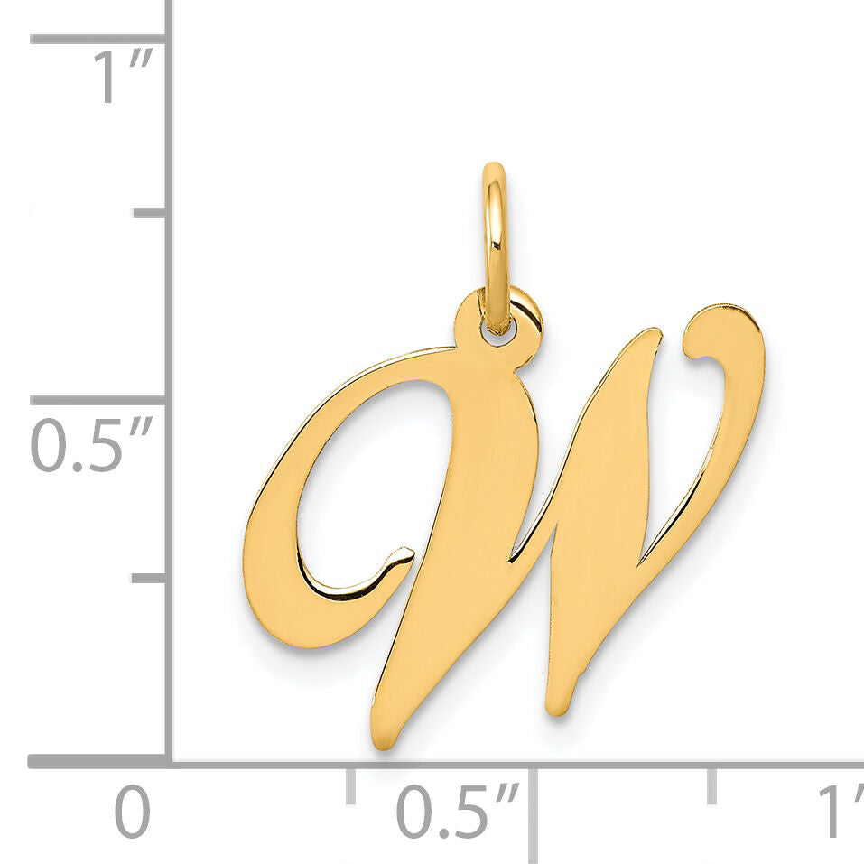 14K Medium Fancy Script Letter W Initial Charm-YC652W