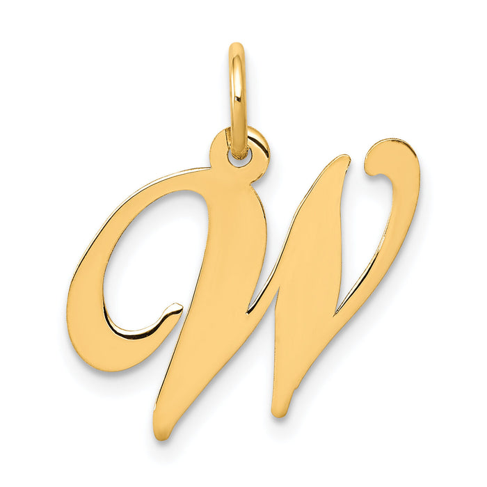 14K Medium Fancy Script Letter W Initial Charm-YC652W