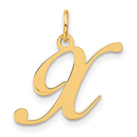 14K Medium Fancy Script Letter X Initial Charm-YC652X