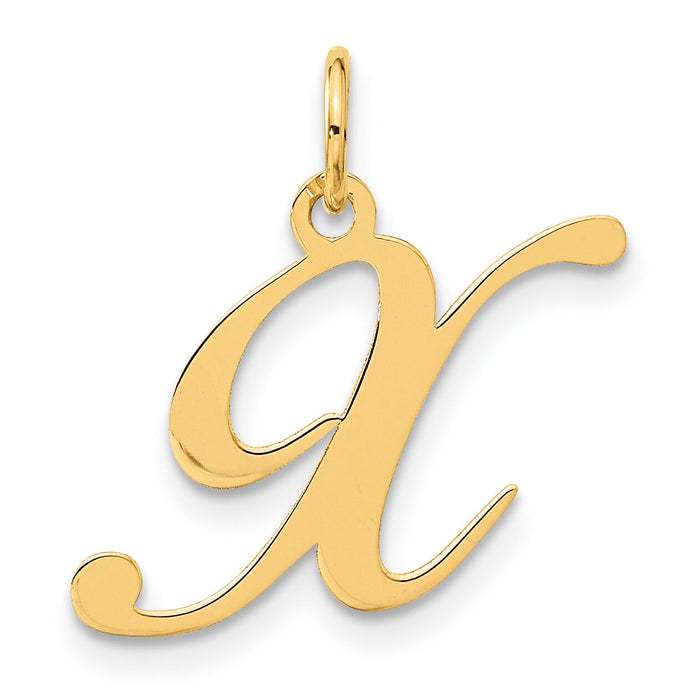14K Medium Fancy Script Letter X Initial Charm-YC652X