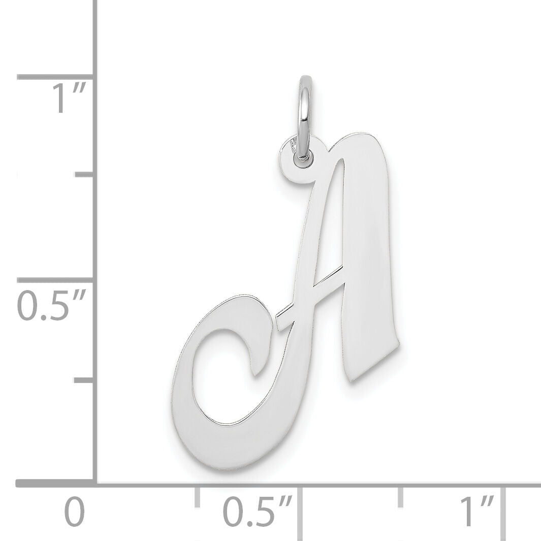 14k White Gold Medium Fancy Script Letter A Initial Charm-YC653A