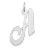 14k White Gold Medium Fancy Script Letter A Initial Charm-YC653A