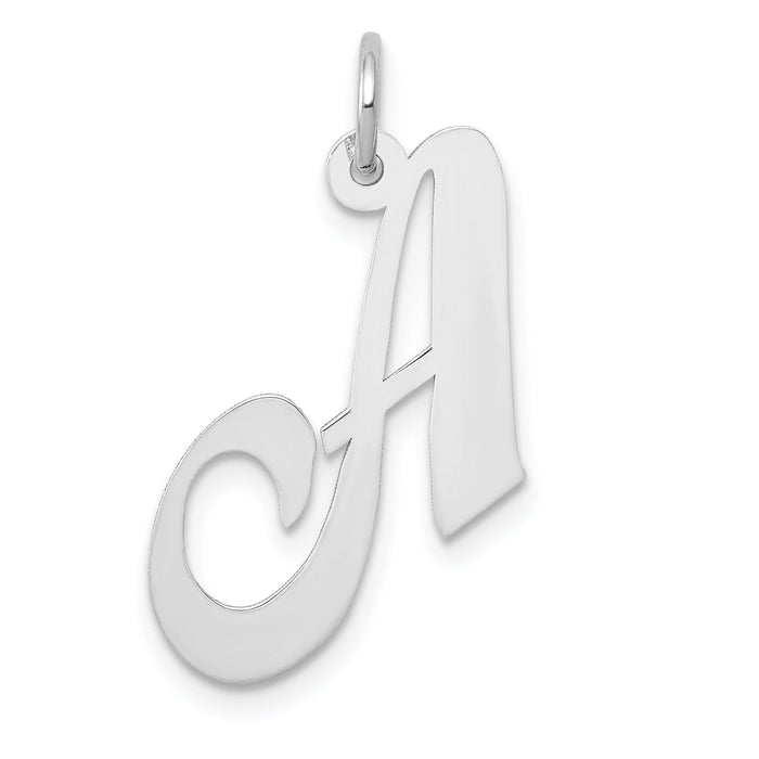 14k White Gold Medium Fancy Script Letter A Initial Charm-YC653A