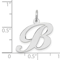 14k White Gold Medium Fancy Script Letter B Initial Charm-YC653B