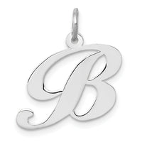 14k White Gold Medium Fancy Script Letter B Initial Charm-YC653B
