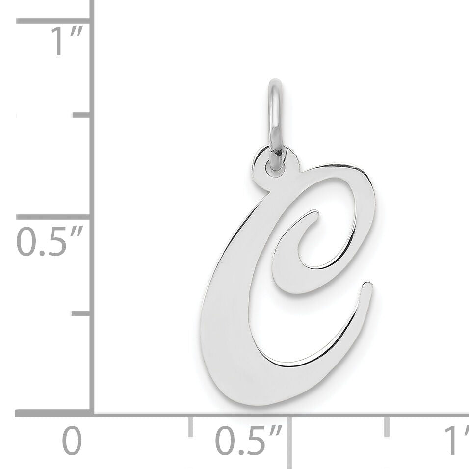 14k White Gold Medium Fancy Script Letter C Initial Charm-YC653C