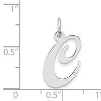 14k White Gold Medium Fancy Script Letter C Initial Charm-YC653C