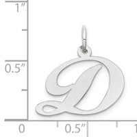 14k White Gold Medium Fancy Script Letter D Initial Charm-YC653D