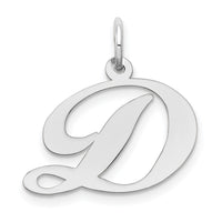 14k White Gold Medium Fancy Script Letter D Initial Charm-YC653D