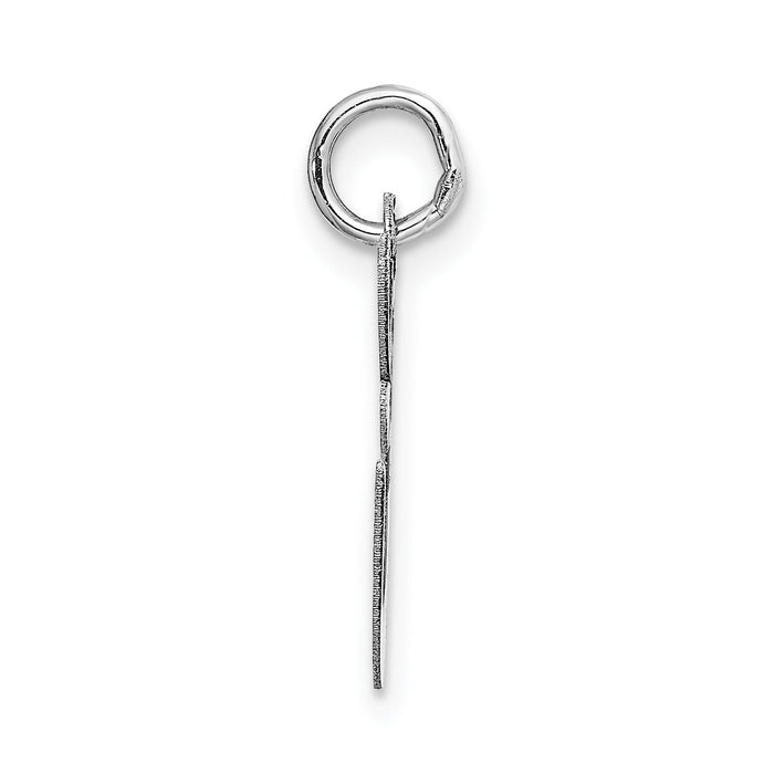 14K White Gold Medium Fancy Script Letter E Initial Charm-YC653E