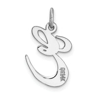 14K White Gold Medium Fancy Script Letter E Initial Charm-YC653E