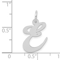 14K White Gold Medium Fancy Script Letter E Initial Charm-YC653E