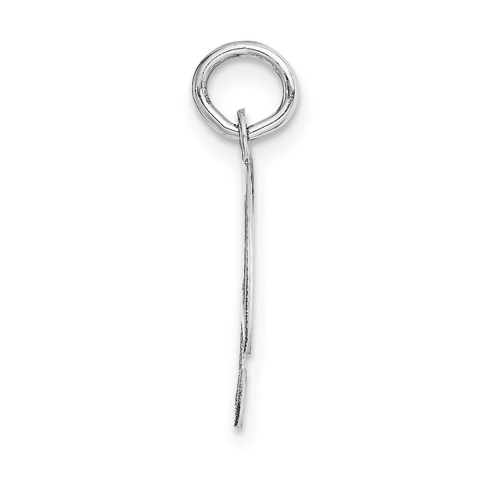 14K White Gold Medium Fancy Script Letter F Initial Charm-YC653F