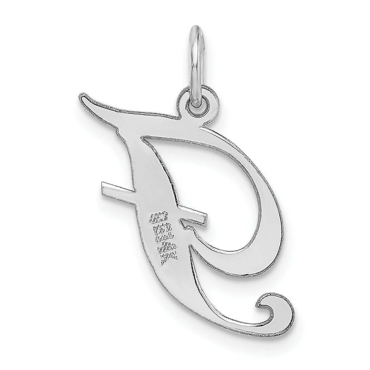 14K White Gold Medium Fancy Script Letter F Initial Charm-YC653F