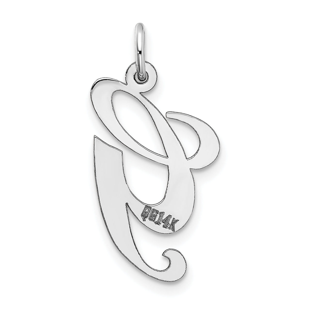 14K White Gold Medium Fancy Script Letter G Initial Charm-YC653G
