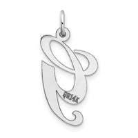 14K White Gold Medium Fancy Script Letter G Initial Charm-YC653G