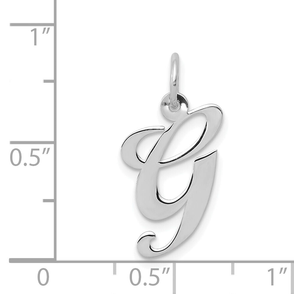 14K White Gold Medium Fancy Script Letter G Initial Charm-YC653G