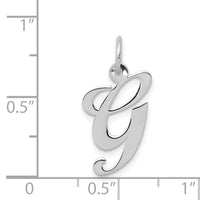 14K White Gold Medium Fancy Script Letter G Initial Charm-YC653G